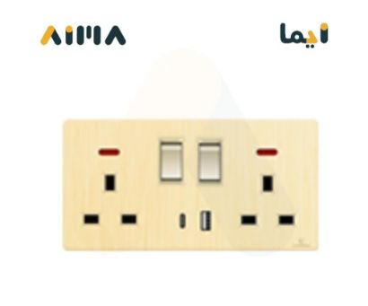 صورة فيكتوري فيش مزدوج مع مفتاح 13 امبير مع لمبة و مخرج USB و Type C